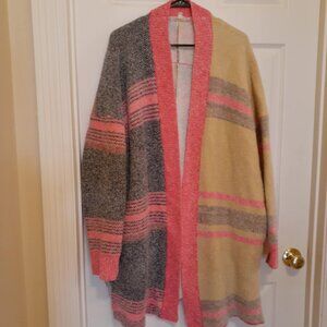MAZIK Oversized Geo Colorblock Cardigan In Multicolor